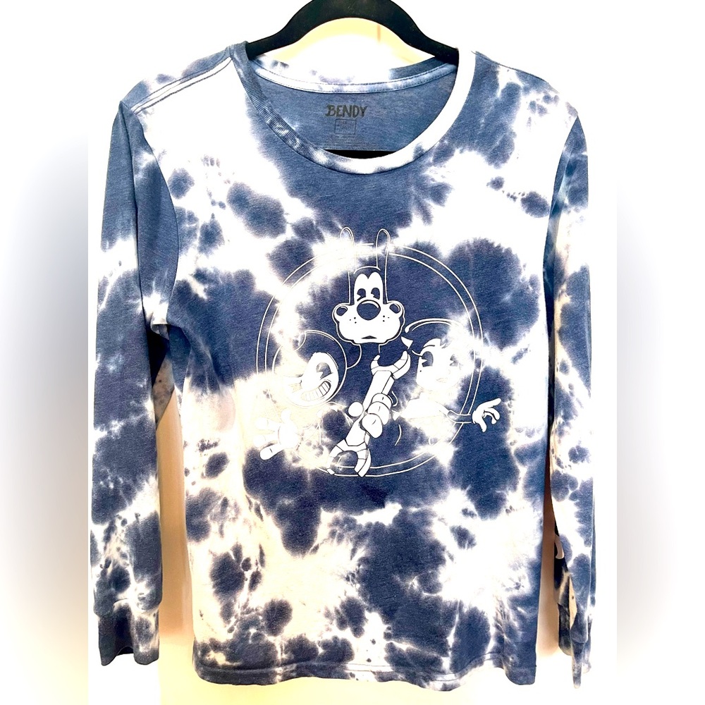 Bendy Kids Tie-Dye Long Sleeve Shirt - Blue/White